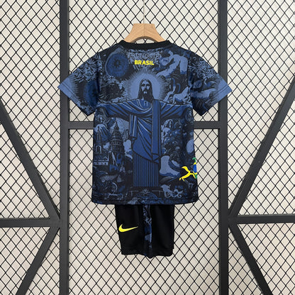 Camiseta de Brasil 2024 Edición especial Cristo Niños/ Kids Azul Marino